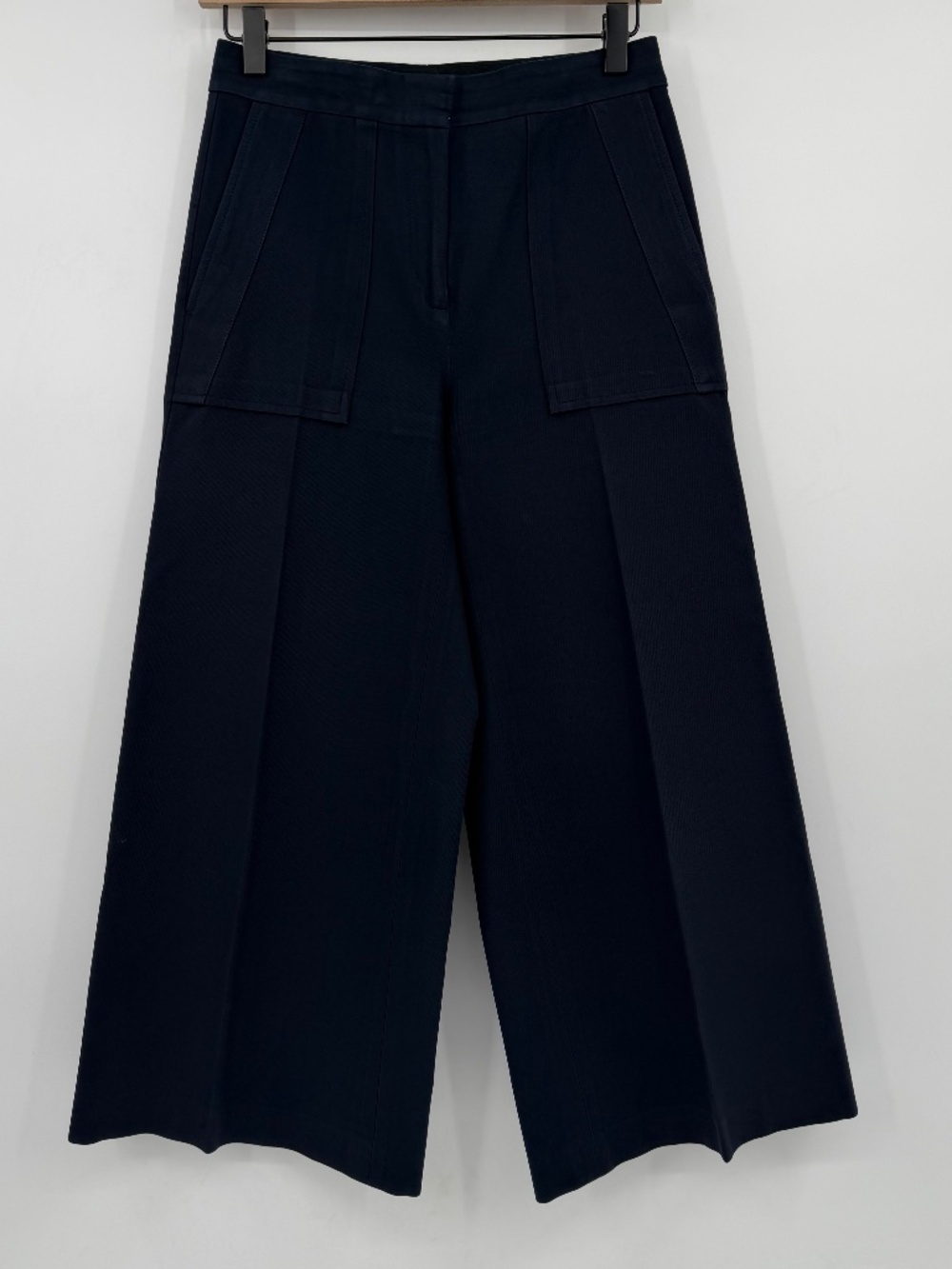 Ann Taylor Pants Women 0 Blue High Rise Wide Leg Cropped Trousers Pockets